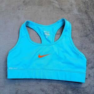 Nike Pro Dri Fit Aqua Orange Swoosh Racerback Sports Bra Womens XS